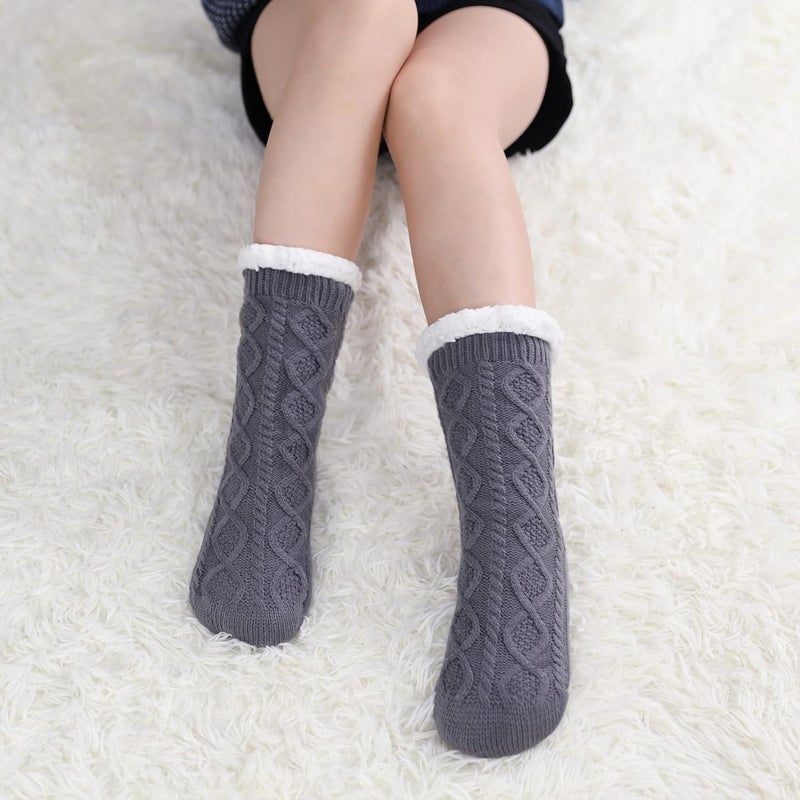 LINEMIN Womens Slipper Socks Winter Warm Fleece Lined Socks Cozy Soft Thick Fuzzy Non Slip Indoor Christmas Socks - Image 5